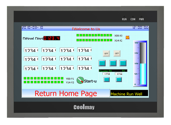 QM3G-100FH-24MR-485P HMI PLC 10 Inci All In One 30DI 30DO Protokol Modbus RTU Pengontrol Logika yang Dapat Diprogram