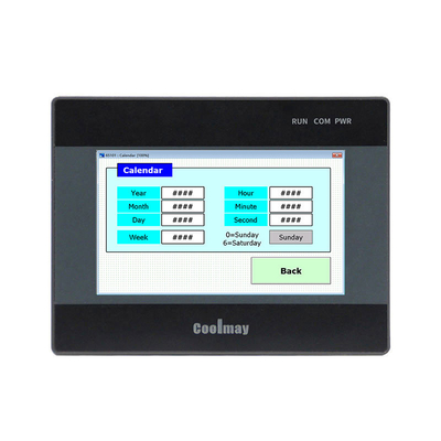 Coolmay 4.3'' HMI PLC All In One Integrated 65536 True Color Touch Screen RS232/RS485 Port485P Kompatibel FX3G/FX3U/FX3S dengan suhu digital Untuk Sistem Air EX3G-8043H-24MR